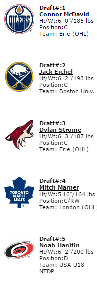 Top 5 NHL Draft Picks 2015